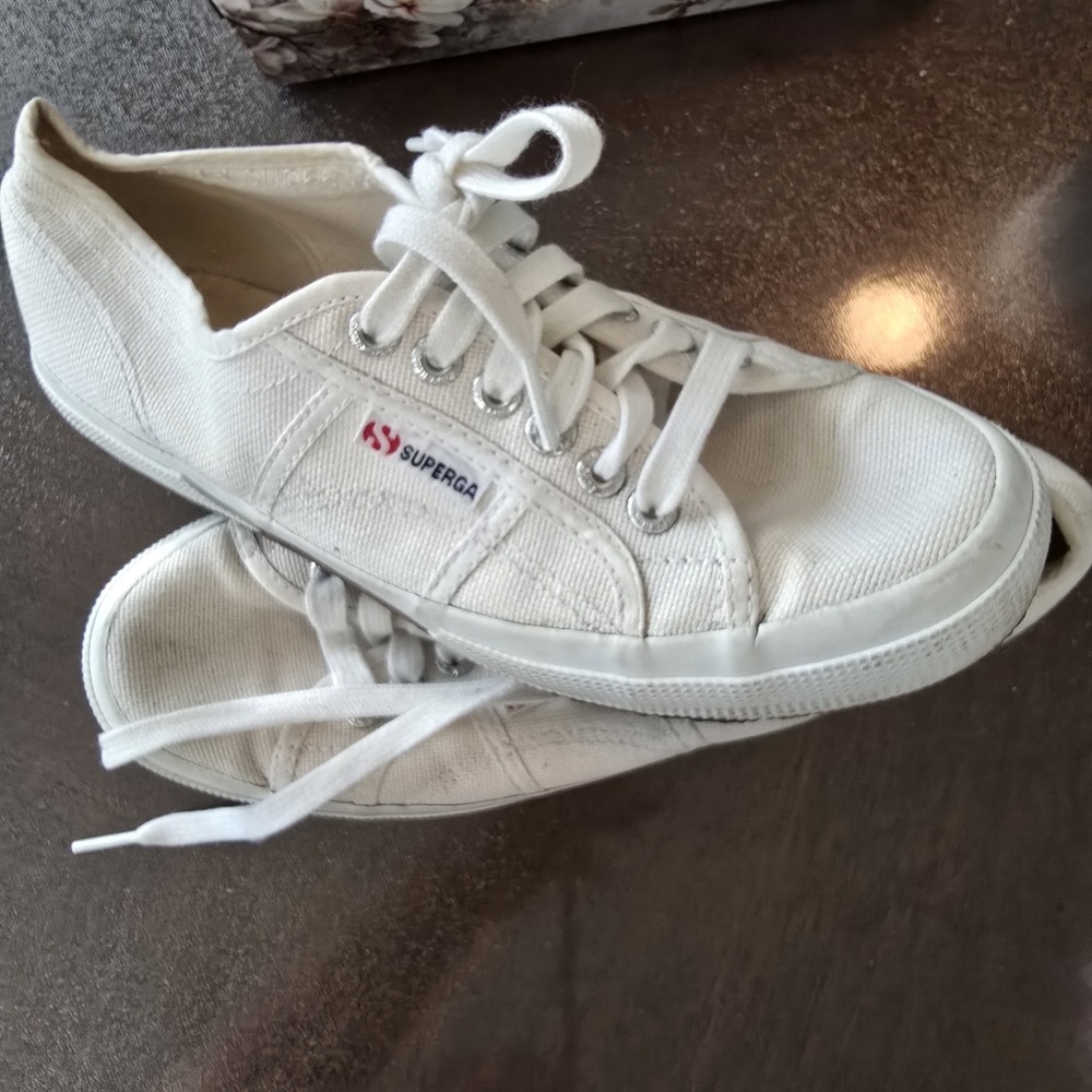 Superga Off-White Canvas Lace-Up Sneakers